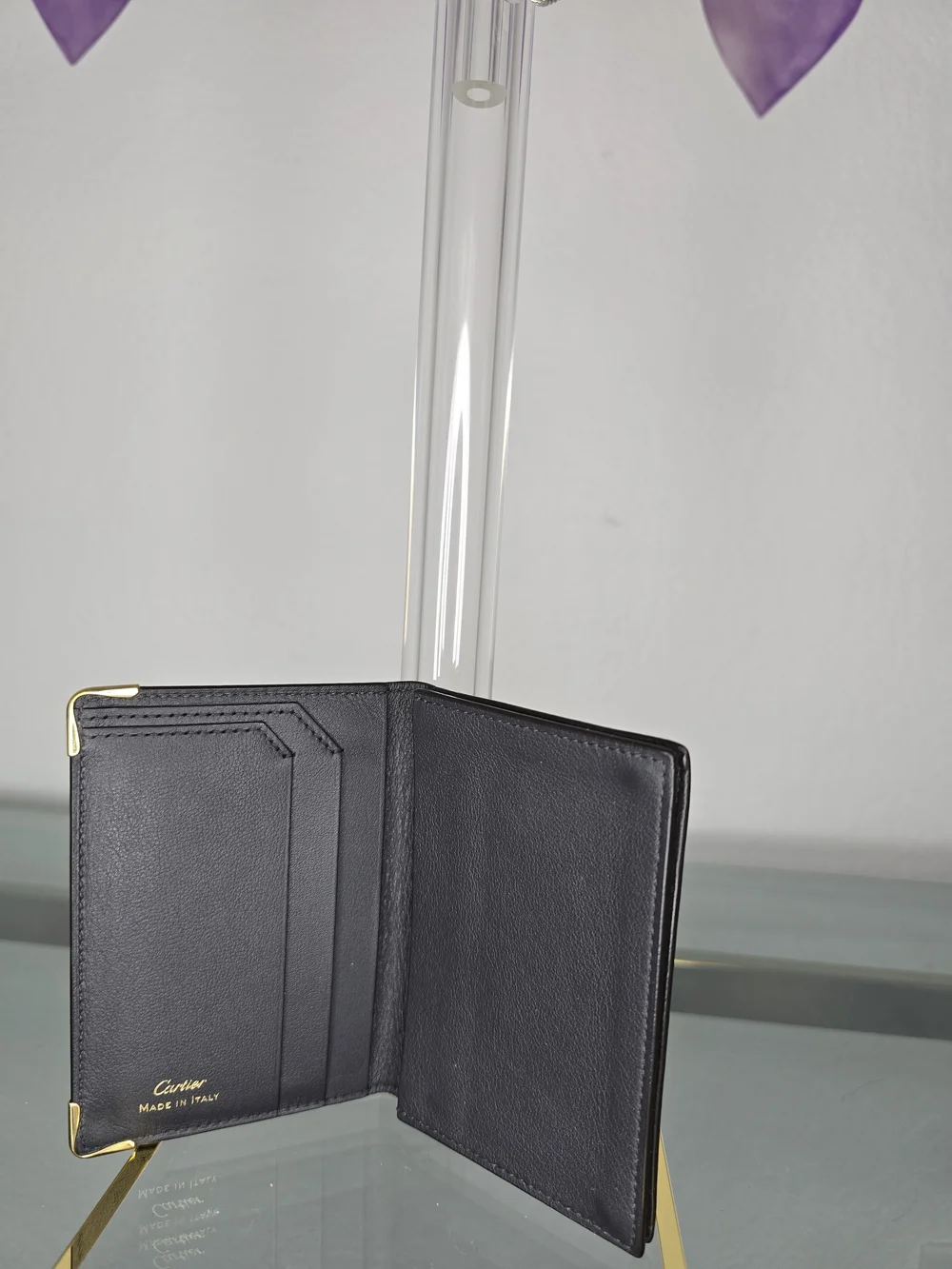 Cartier Wallet with Gold Corner Accents